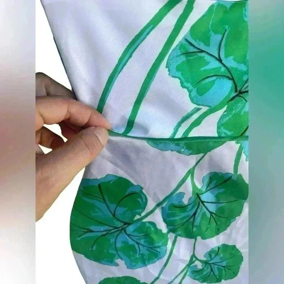 Diane Von Furstenberg women’s Geranium Leaf Short Satin Slip Dress white/ green - Picture 5 of 6